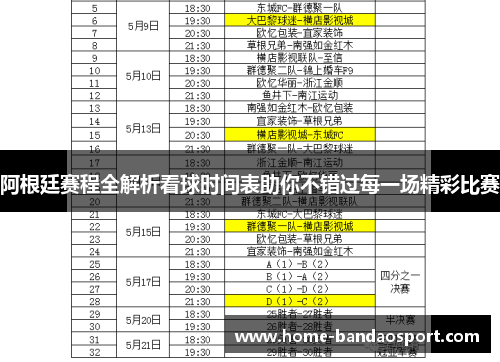 阿根廷赛程全解析看球时间表助你不错过每一场精彩比赛